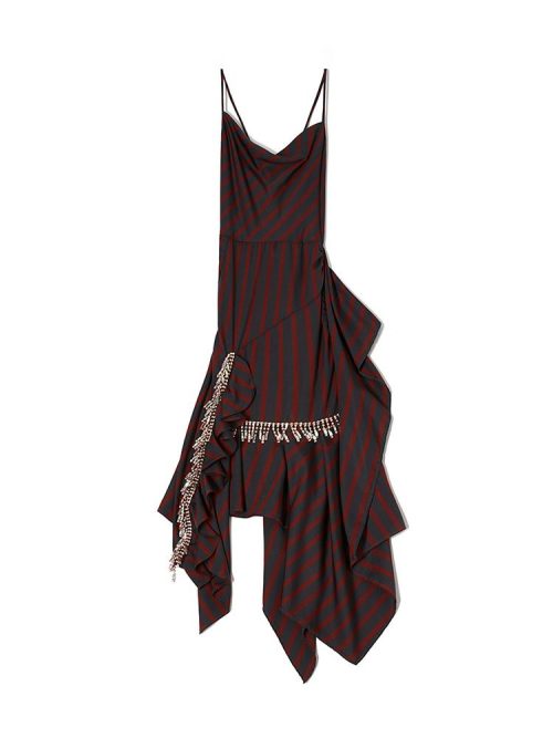 Dress black red stripes DF23-104 MILKWHITE