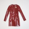 Dress faux leather red DF24-142 MILKWHITE