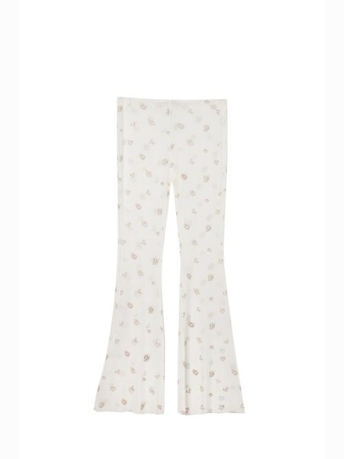 Pants mesh roses pink PS25-211 MILKWHITE