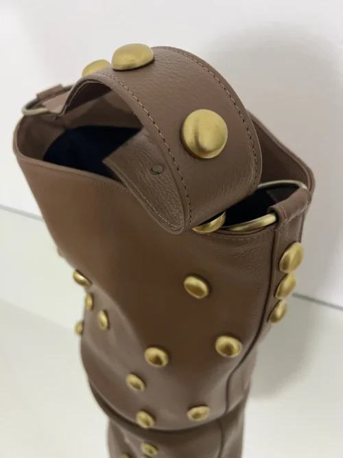 Alternative view of Sandra choco brown dolaro gold bucketbag with studs CLIC JEWELS