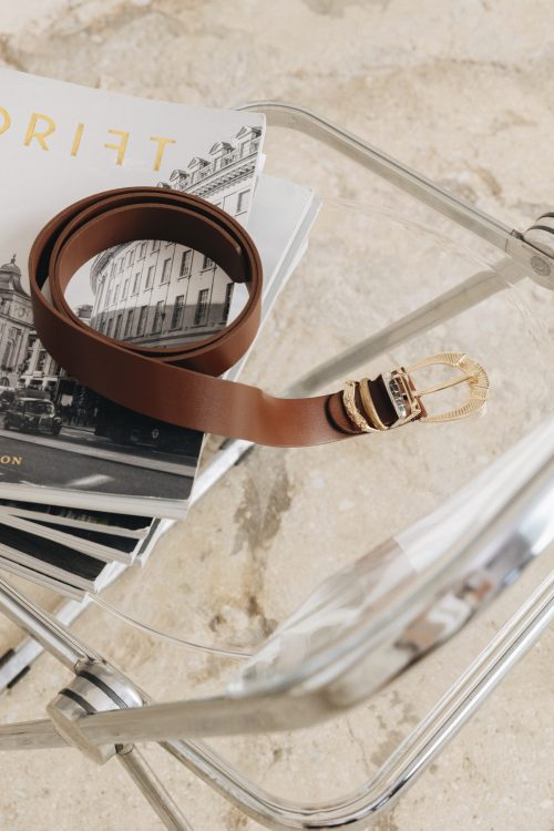Deep river brown gold belt INDIVIDUAL ART LEATHER