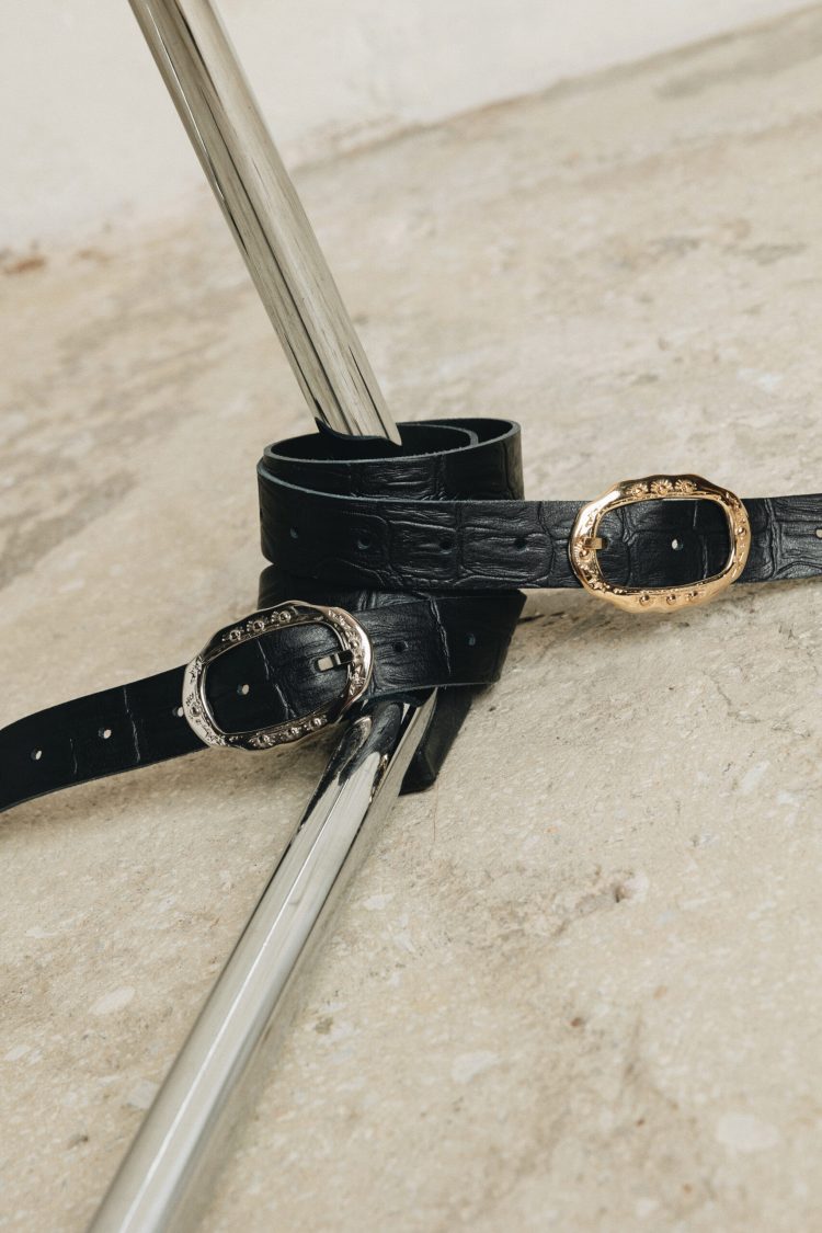 If i can dream black nickel belt INDIVIDUAL ART LEATHER