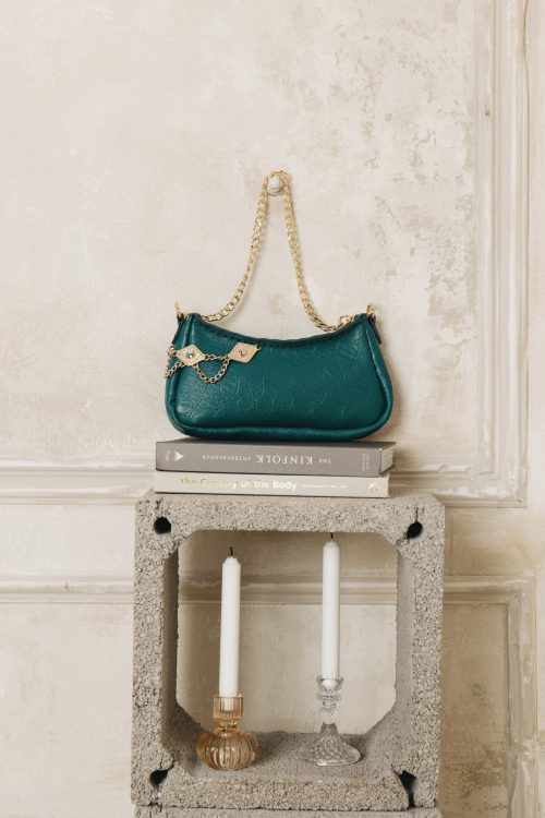 Rushmere forest green gold bag INDIVIDUAL ART LEATHER