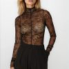 Lace ruffled bodysuit black FW25.W67.00 CKONTOVA