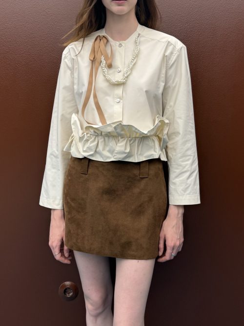 Alternative view of Skirt mini suede brown SF25-301 MILKWHITE
