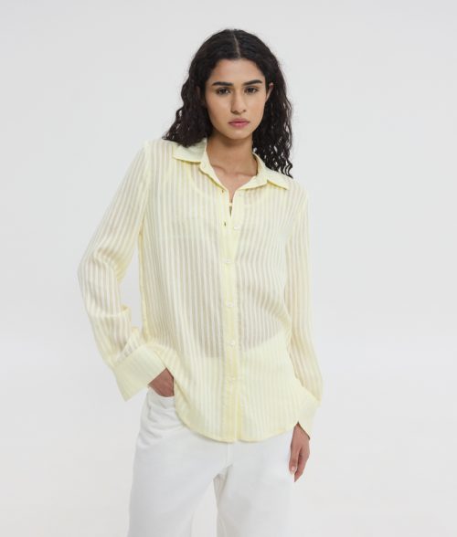 Lucida semi-sheer shirt yellow SUNSET.GO