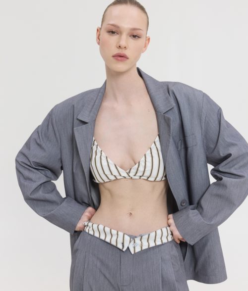 Alternative view of Suzanne printed bralette stripes white/brown SUNSET.GO