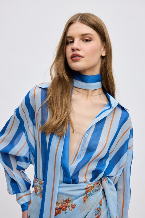 Alternative view of Erato stripped oversized blue shirt CIEL CONCEPT